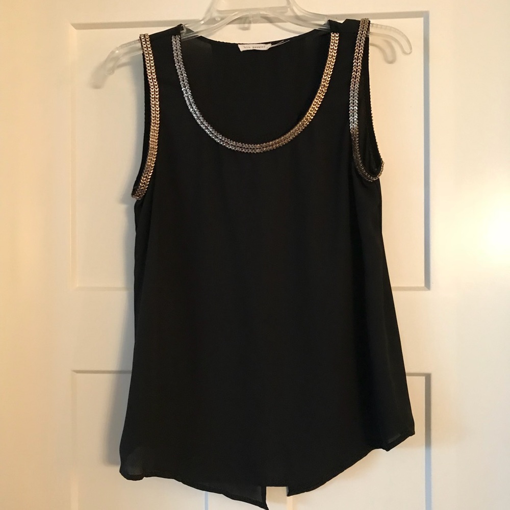 Open back black tank top